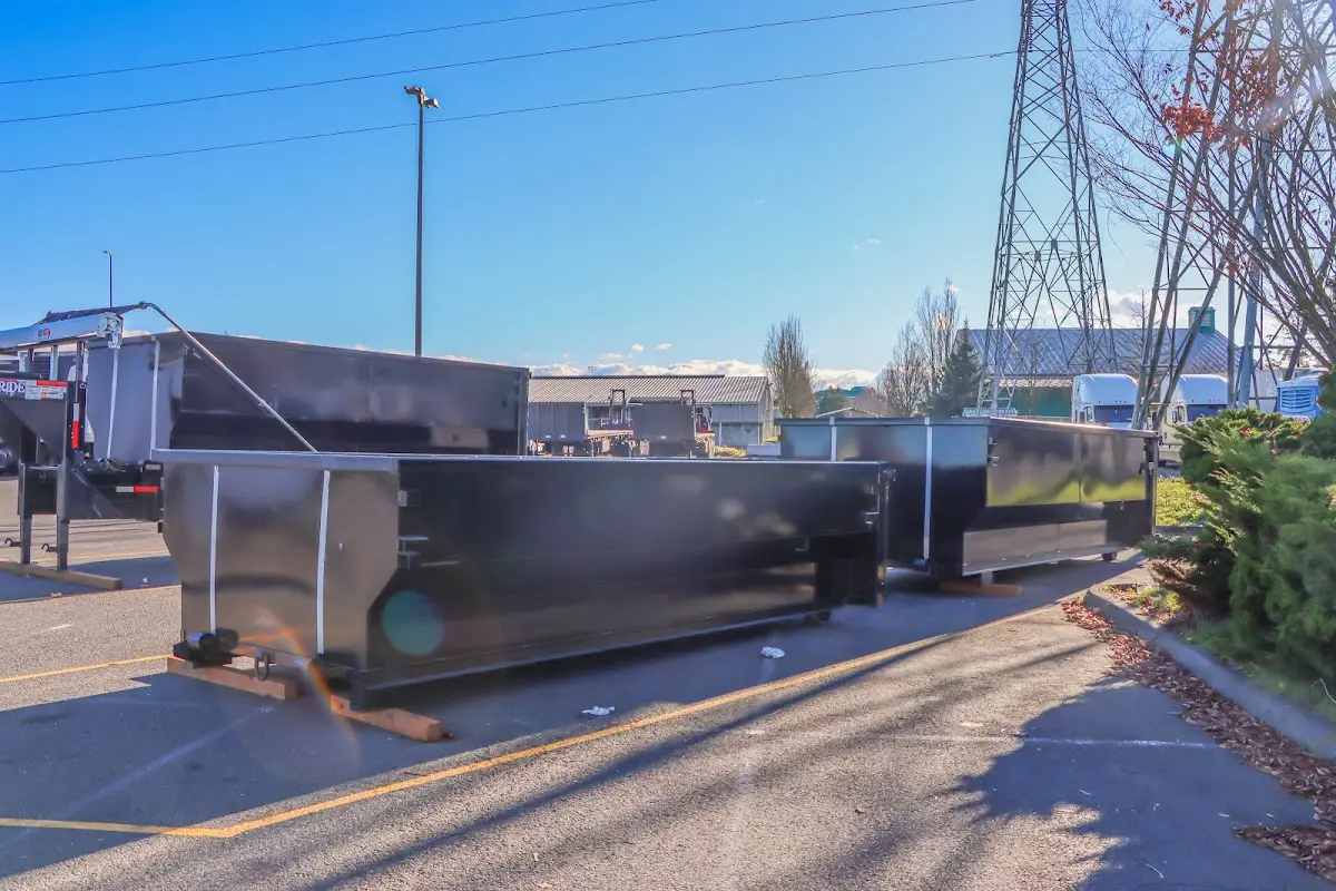 Roll-off dumpster ready for waste disposal at job site for 2 Yard Dumpster Rental in Marlow Heights